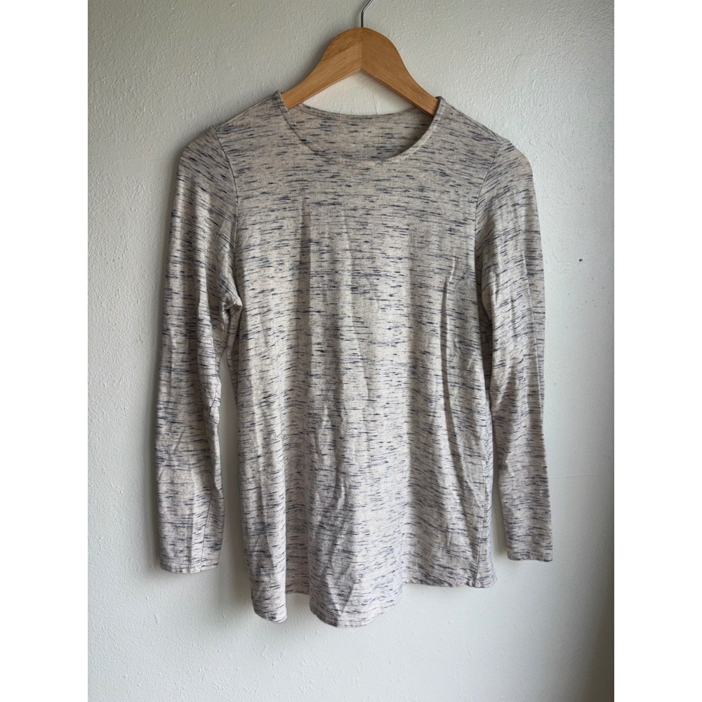 Pure Jill J. Jill Womens Grey Space Dye Long Sleeve‎ Shirttail Tee Shirt Size S